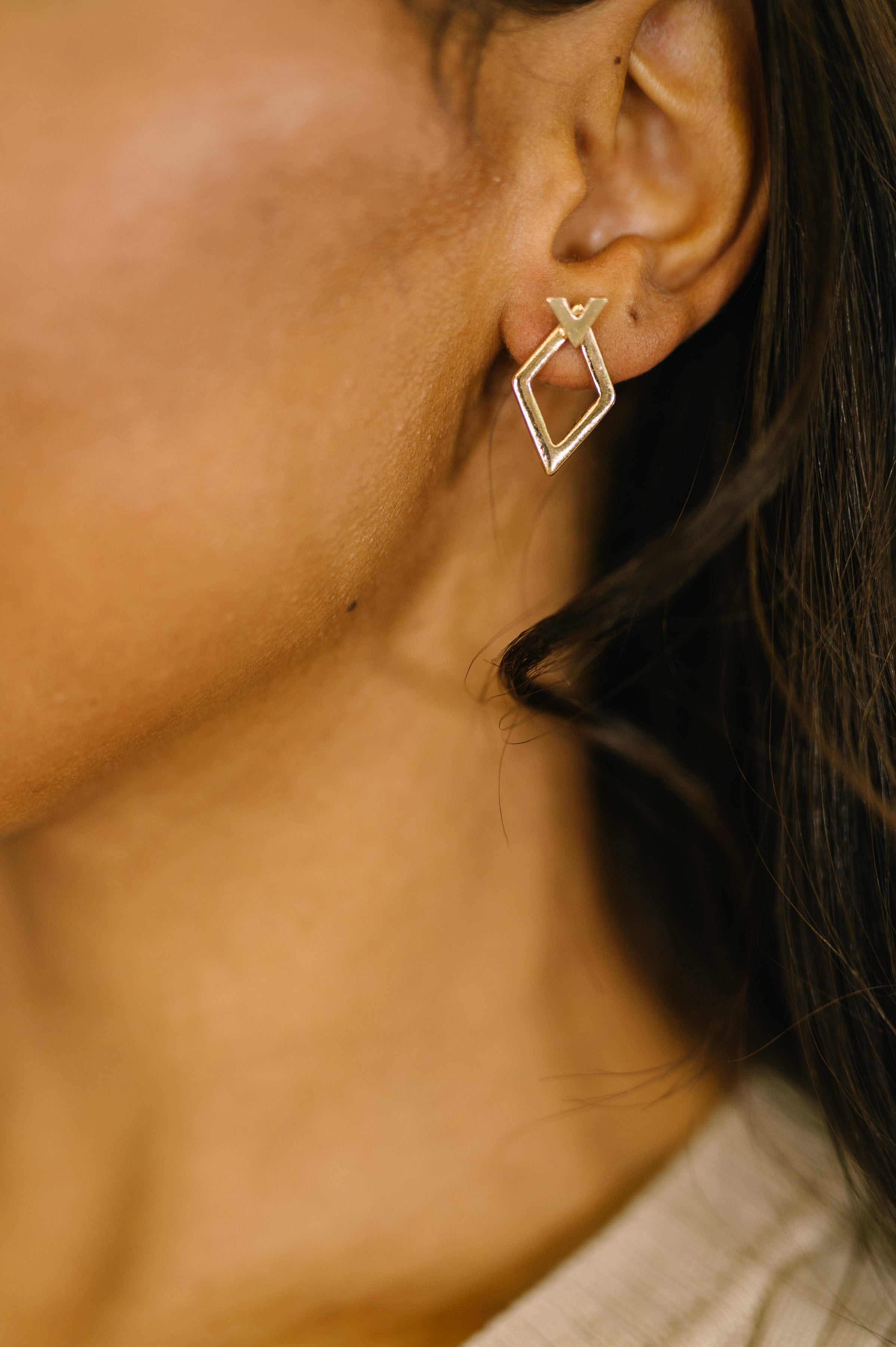 Steal Your Breath Geometric Rhombus Stud Earrings - Charming Charlie