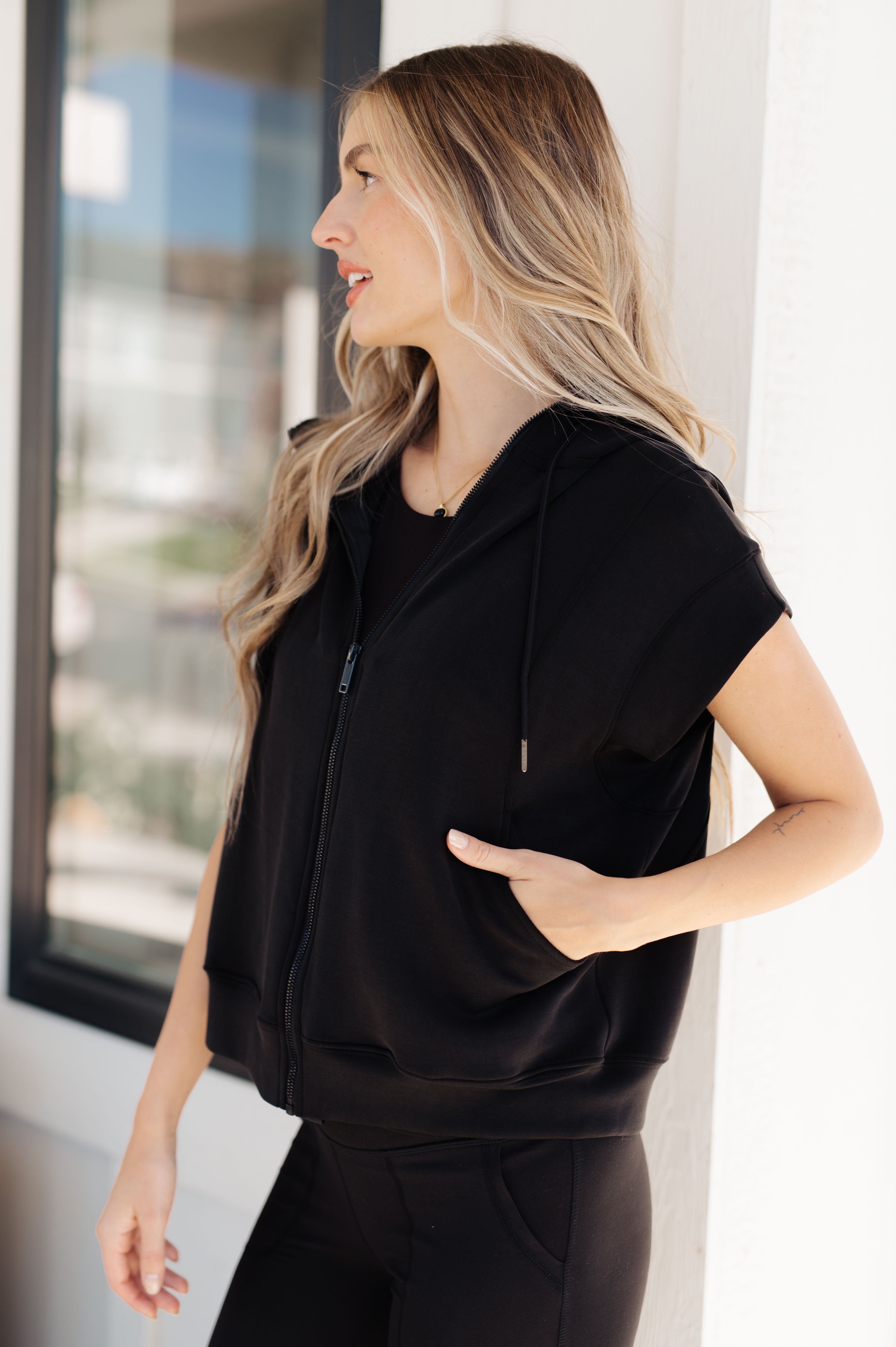 Still Moving Sleeveless Hoodie – Charming Charlie
