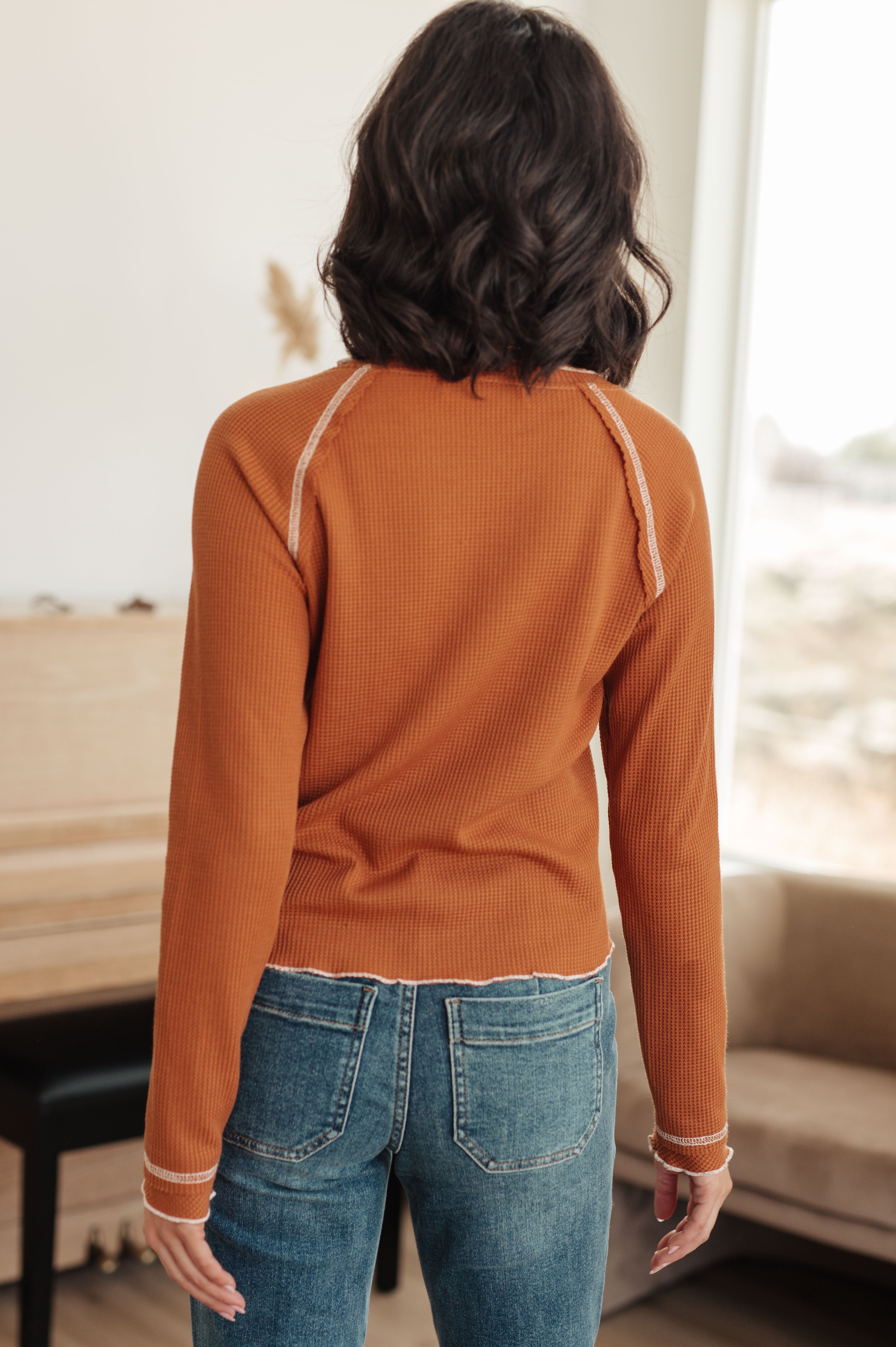 Stitch In Time Waffle Knit Top - Charming Charlie