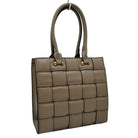 Stone Faux Leather Top Handle Cassette Tote Bag, is the perfect accessory for any occasion. Crafted with durable faux leather material, it is strong and reliable. It features a top handle for easy carrying and a cassette shape to aid in keeping the bag lightweight and stylish. Perfect for everyday use or as a lovely gift.
