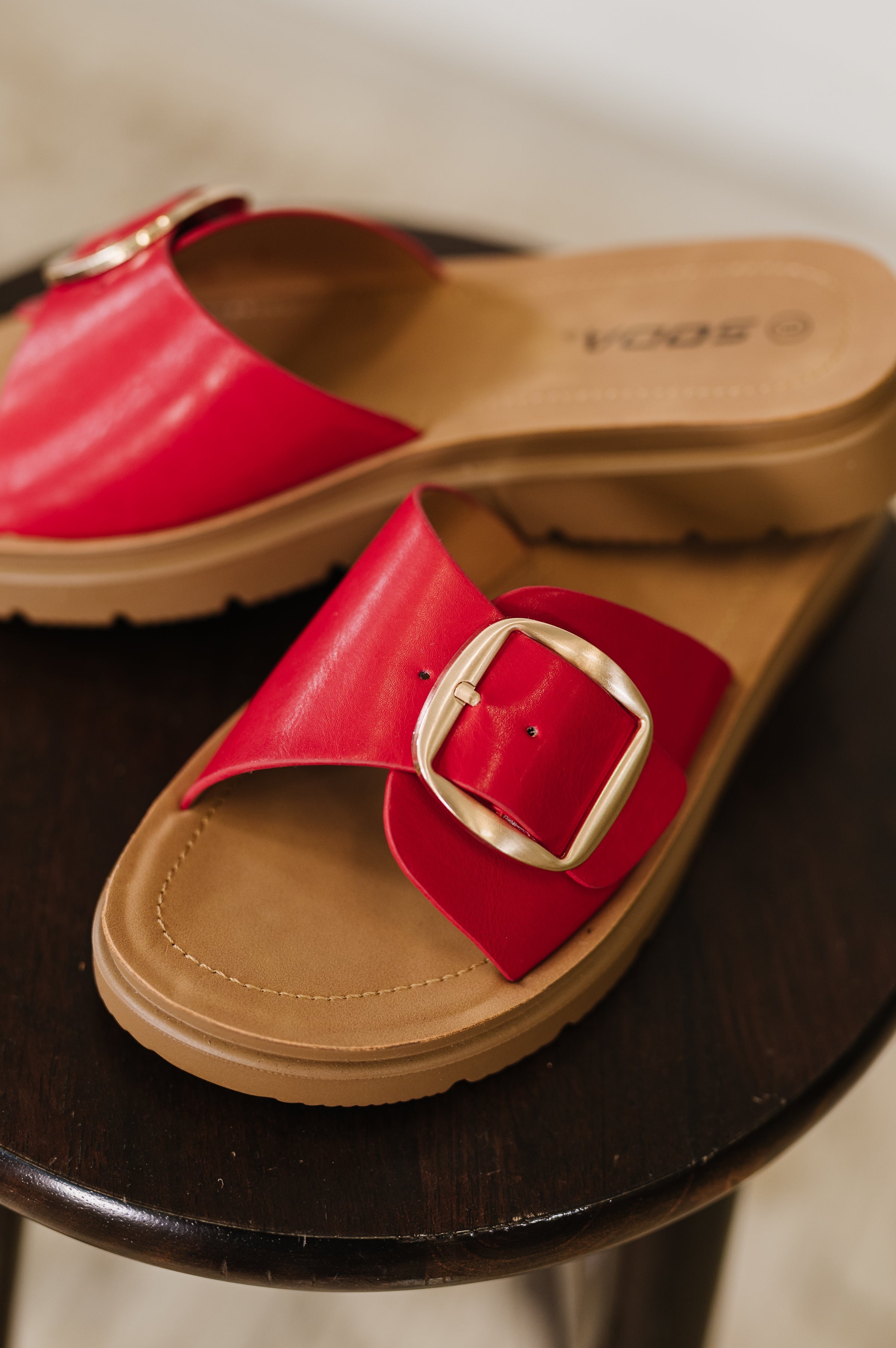 Strawberry Slip on Slide in Delight Red - Charming Charlie