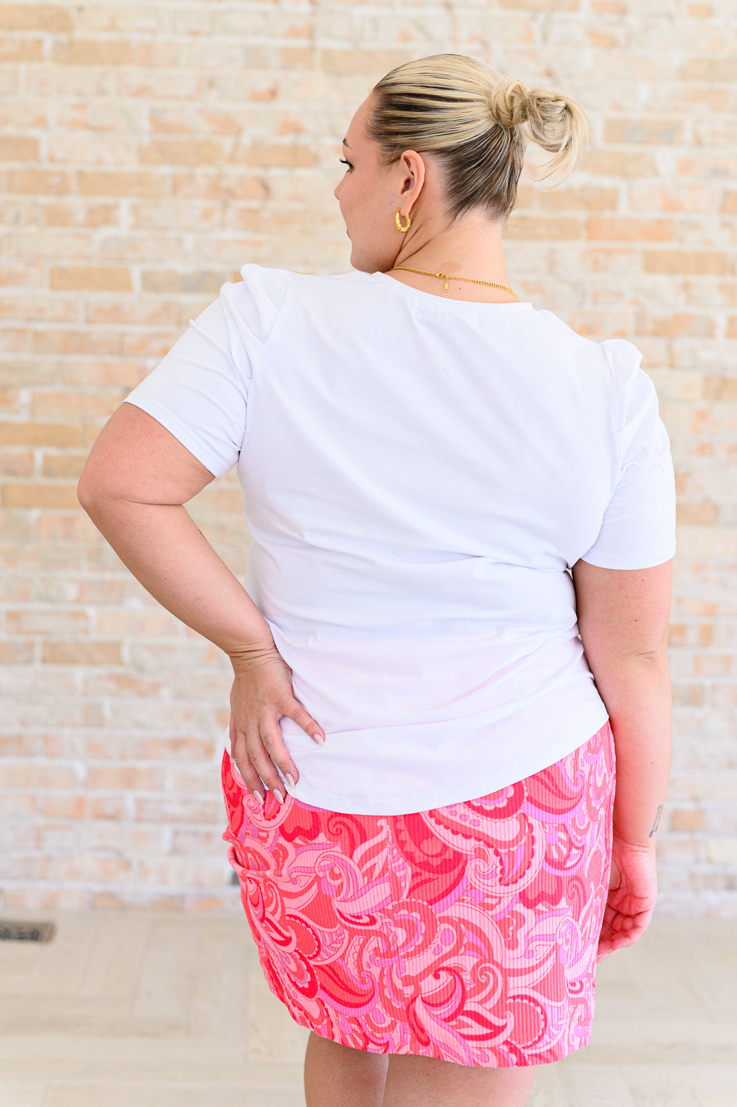 Strong Enough Puff Sleeve Tee In White - Charming Charlie