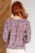 Sunday Brunch Blouse in Denim Floral - Charming Charlie