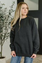 Sunday Snug Relaxed Pullover in Charcoal - Charming Charlie