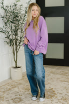 Sunday Snug Relaxed Pullover in Lavender - Charming Charlie
