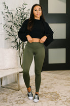 Sunday Splits High Waisted Leggings in Dark Olive - Charming Charlie