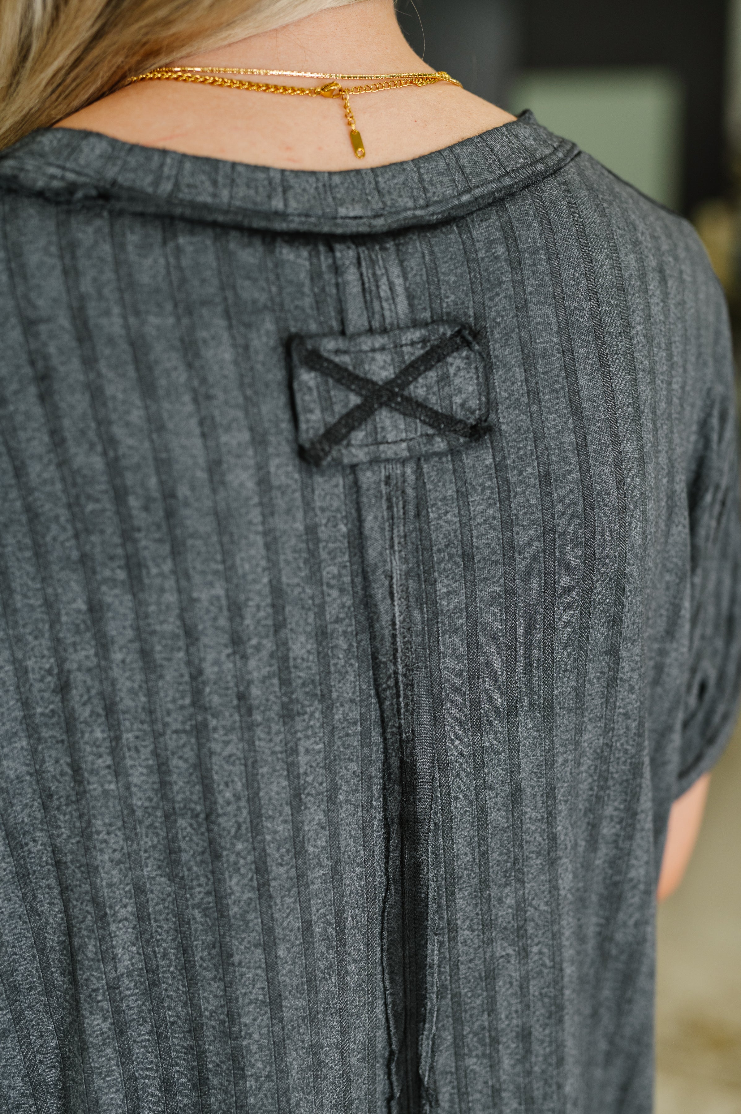 Sunday's Bestie Mineral Wash Top in Ash Black - Charming Charlie