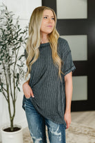 Sunday's Bestie Mineral Wash Top in Ash Black - Charming Charlie