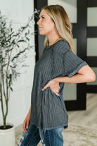 Sunday's Bestie Mineral Wash Top in Ash Black - Charming Charlie