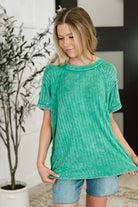 Sunday's Bestie Mineral Wash Top in Kelly Green - Charming Charlie