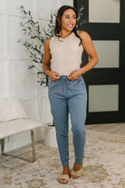 Sweat It High Waisted Joggers in Dusty Blue - Charming Charlie