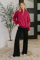 Sweater Weather Half Zip High Neck Pullover in Cabernet - Charming Charlie