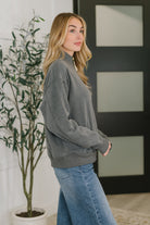 Sweater Weather Half Zip High Neck Pullover in Charcoal - Charming Charlie