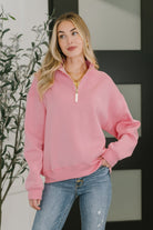 Sweater Weather Half Zip High Neck Pullover in Dark Pink - Charming Charlie
