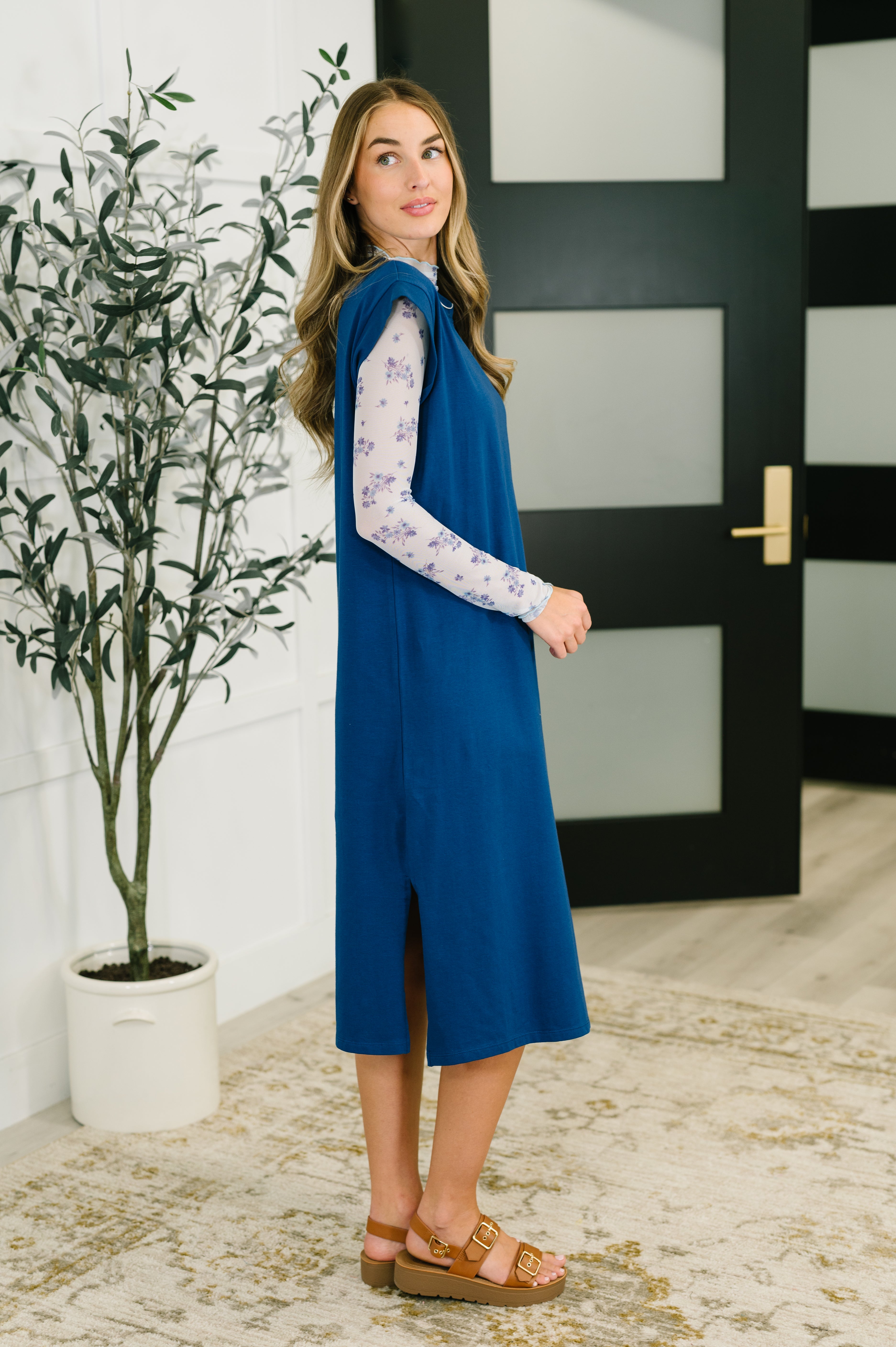 Sweet Like That Casual Dress in Light Navy - Charming Charlie