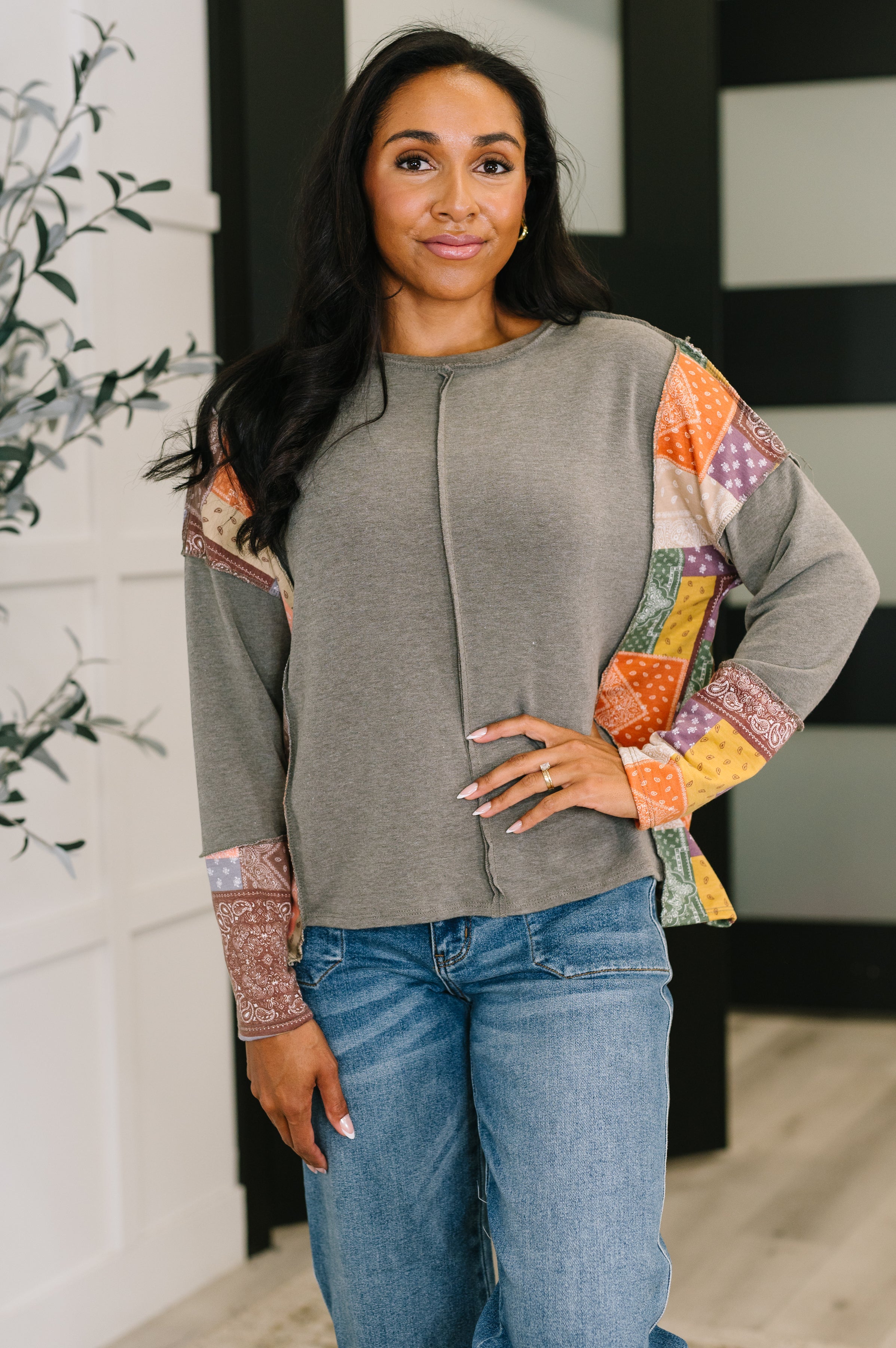 Sweet as Pie Color Block Relaxed Long Sleeve - Charming Charlie
