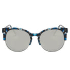 ABANDA | D68 - Round Mirrored Flat Lens Half Frame Sunglasses Circle - Cramilo Eyewear - Stylish Trendy Affordable Sunglasses Clear Glasses Eye Wear Fashion