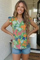 Garden Party Floral Ruffle Sleeve Blouse - Charming Charlie
