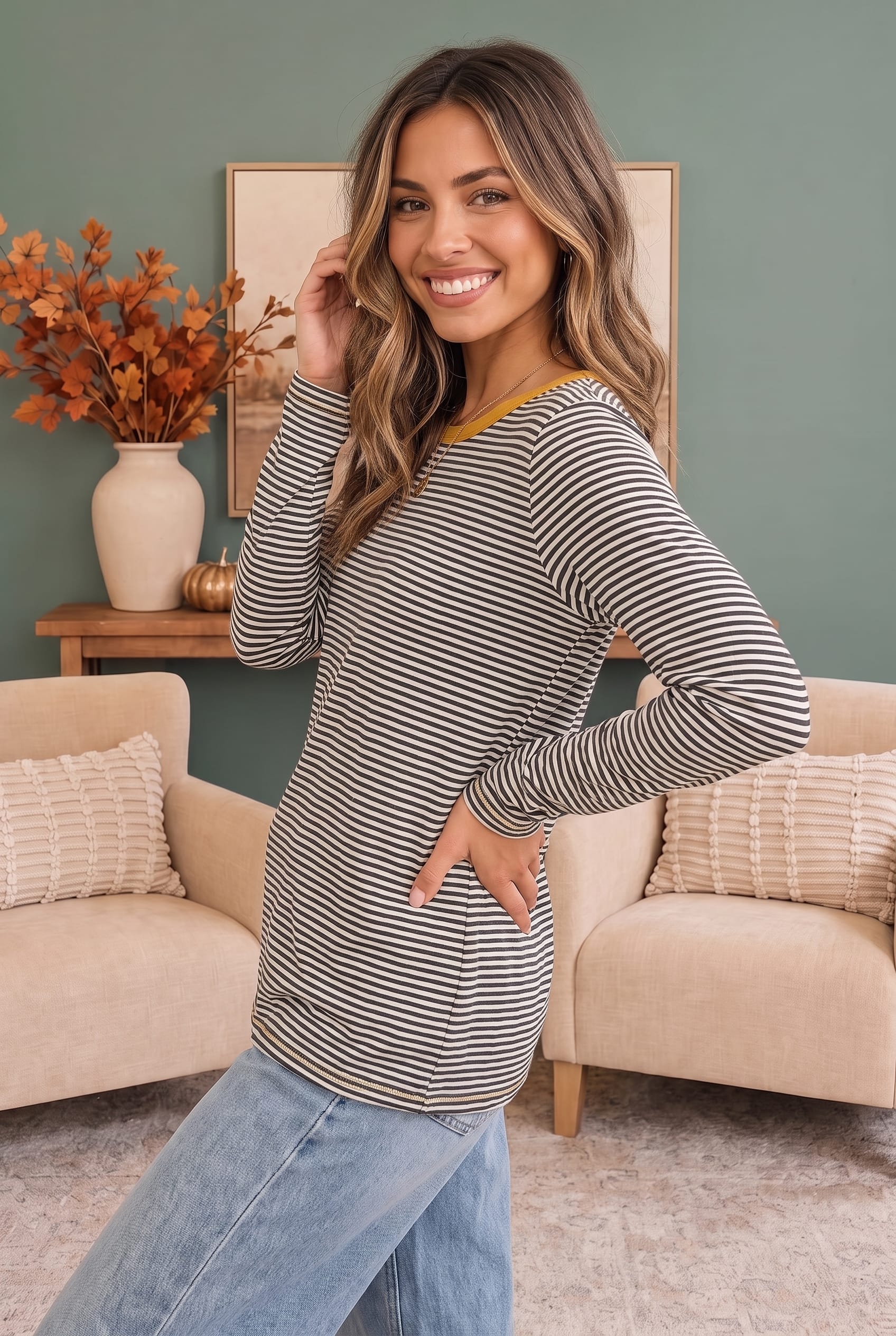 Stripe It Up Long Sleeve Tee in Black - Charming Charlie