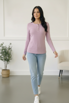 Grape Gum Drop Lounge Henley - Charming Charlie