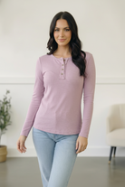 Grape Gum Drop Lounge Henley - Charming Charlie