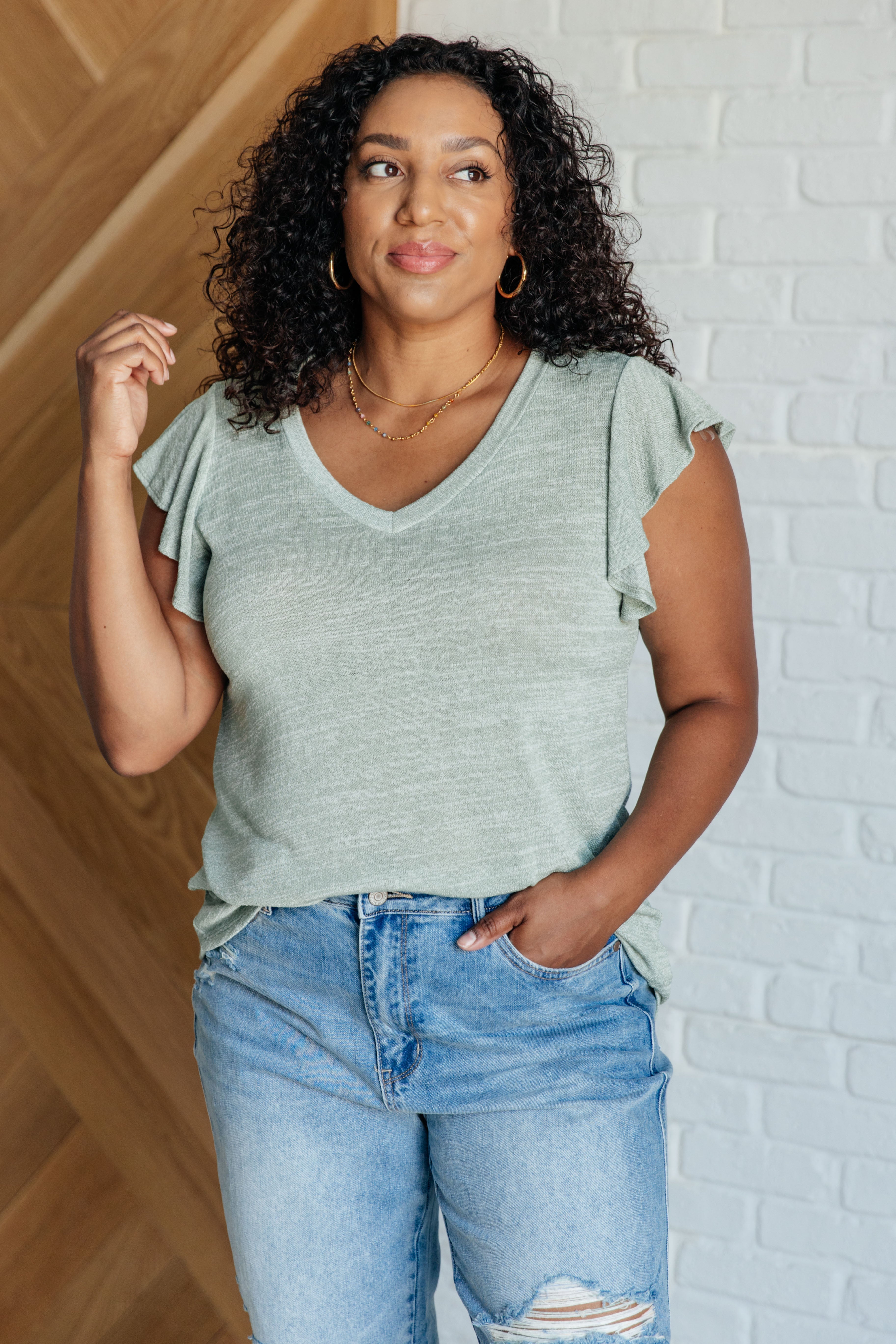 Take It In Flutter Sleeve Top - Charming Charlie