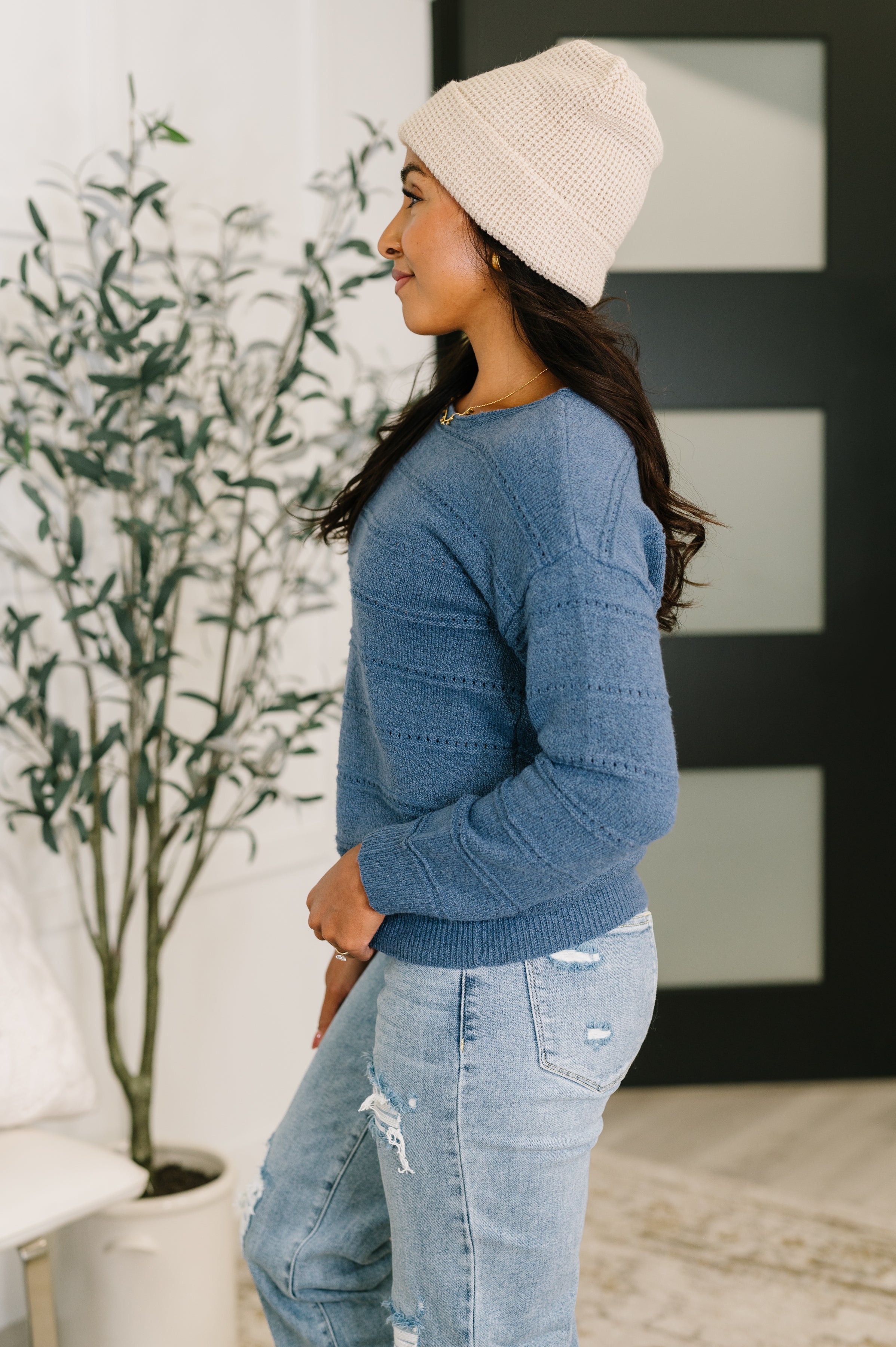 Take My Time Boatneck Textured Long Sleeve - Charming Charlie