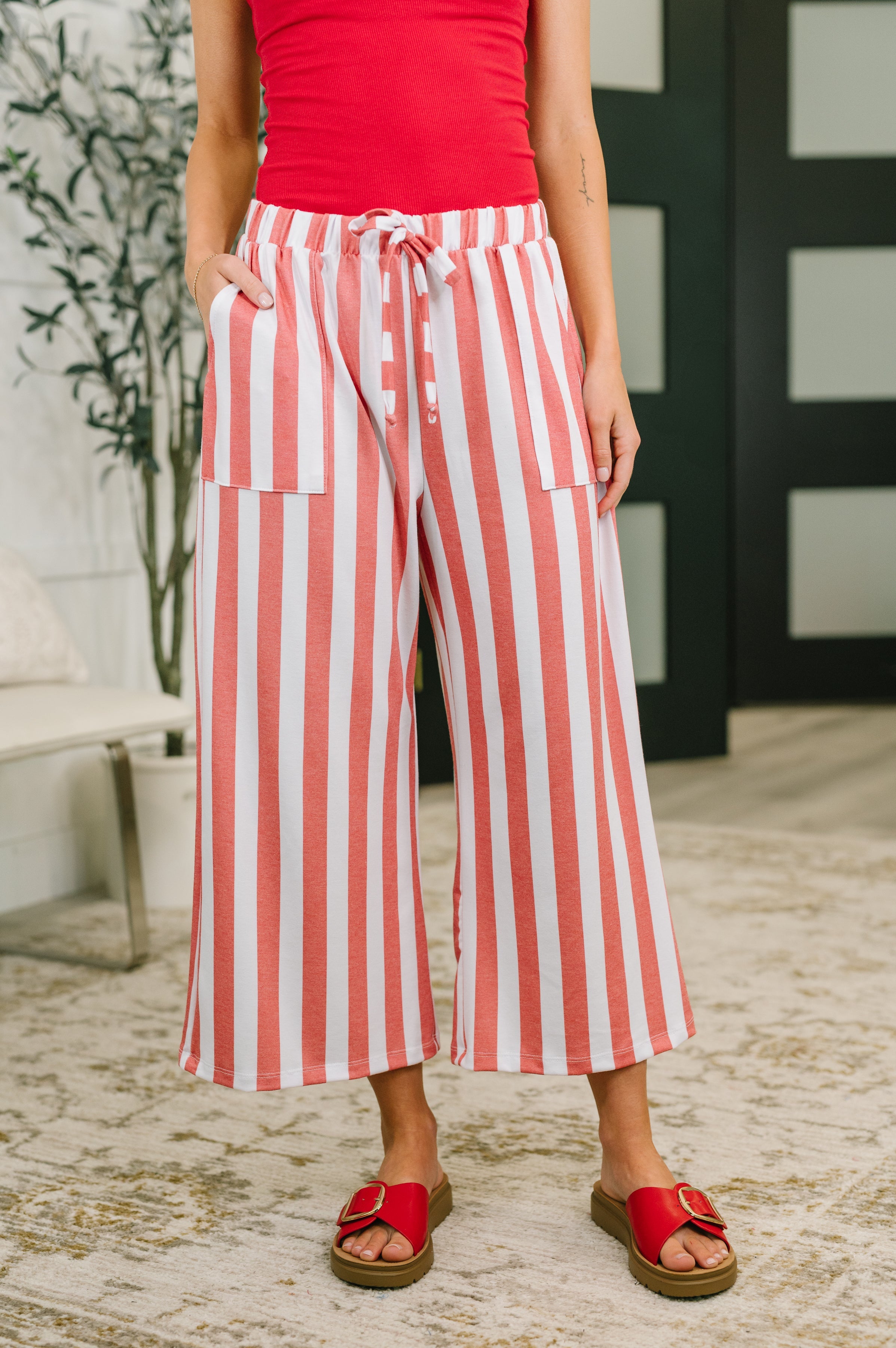 Take Your Time High Waisted Wide Leg Bottoms - Charming Charlie