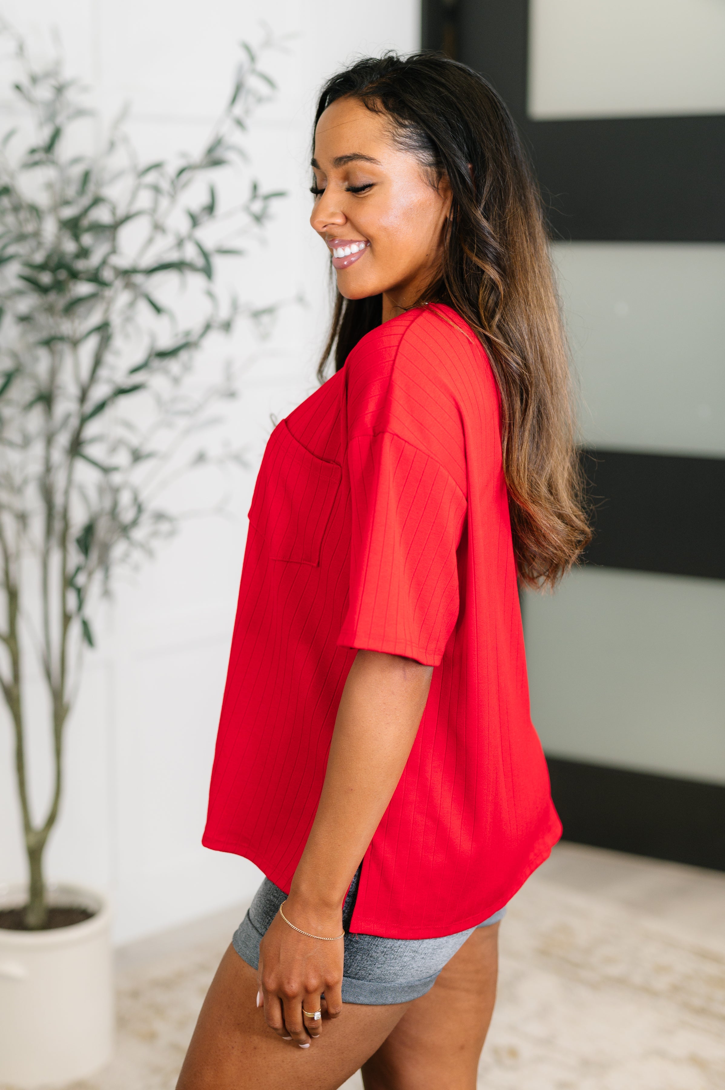 Take It Easy Slouchy Tee in Red - Charming Charlie