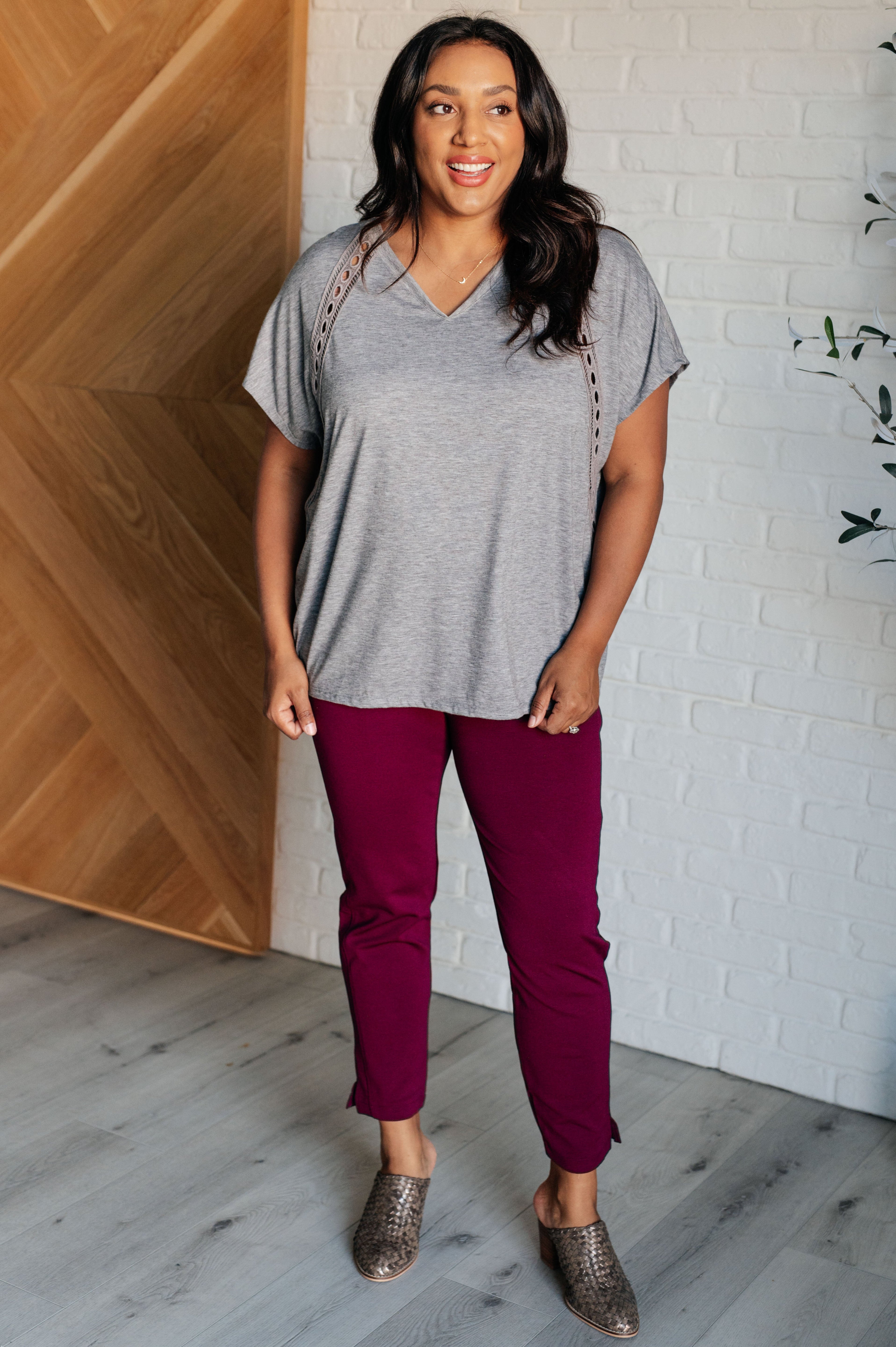 Take it Easy Eyelet Trim Top - Charming Charlie