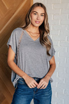 Take it Easy Eyelet Trim Top - Charming Charlie