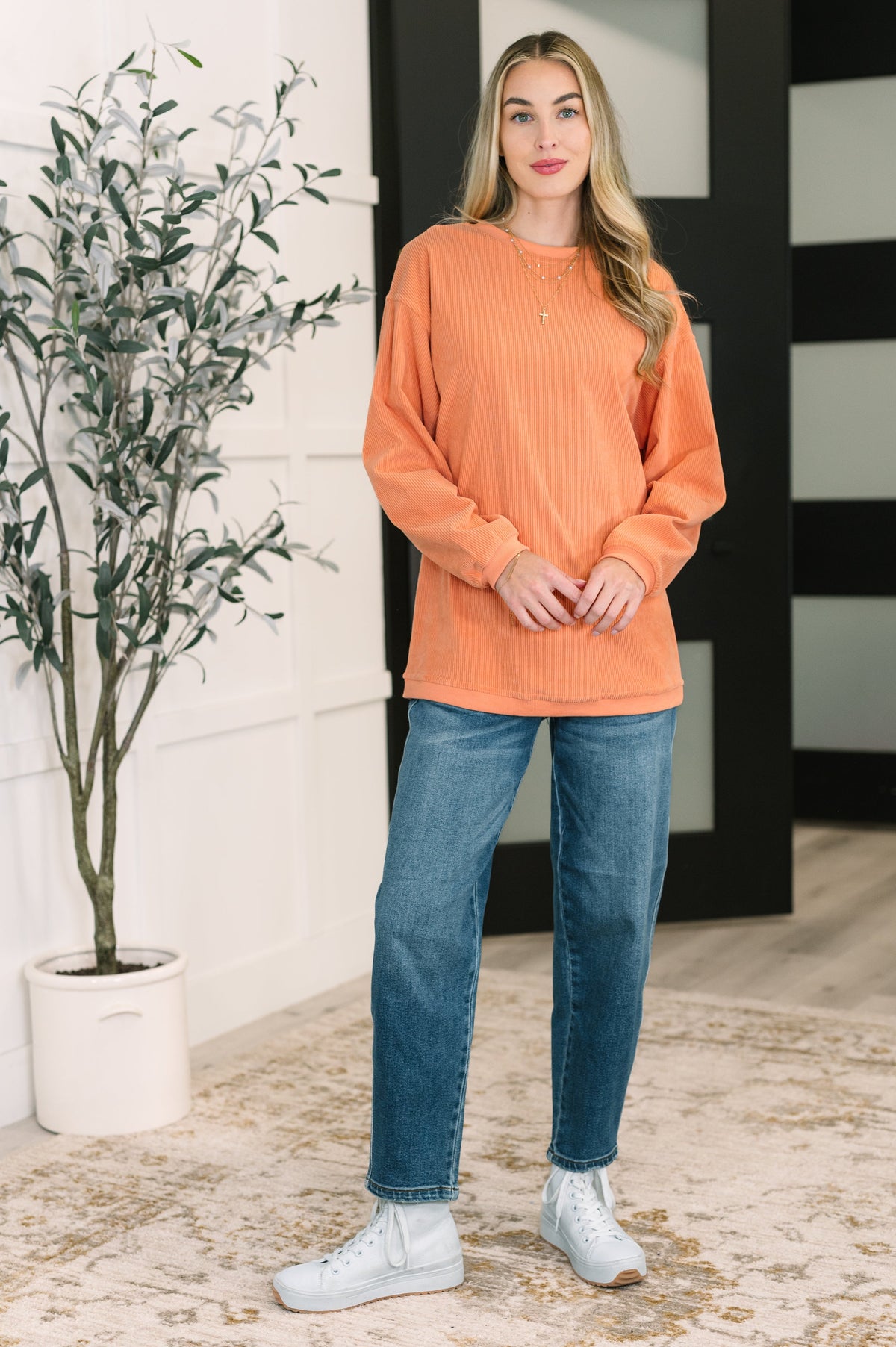 Taking A Drive Oversized Corded Sweatshirt - Charming Charlie