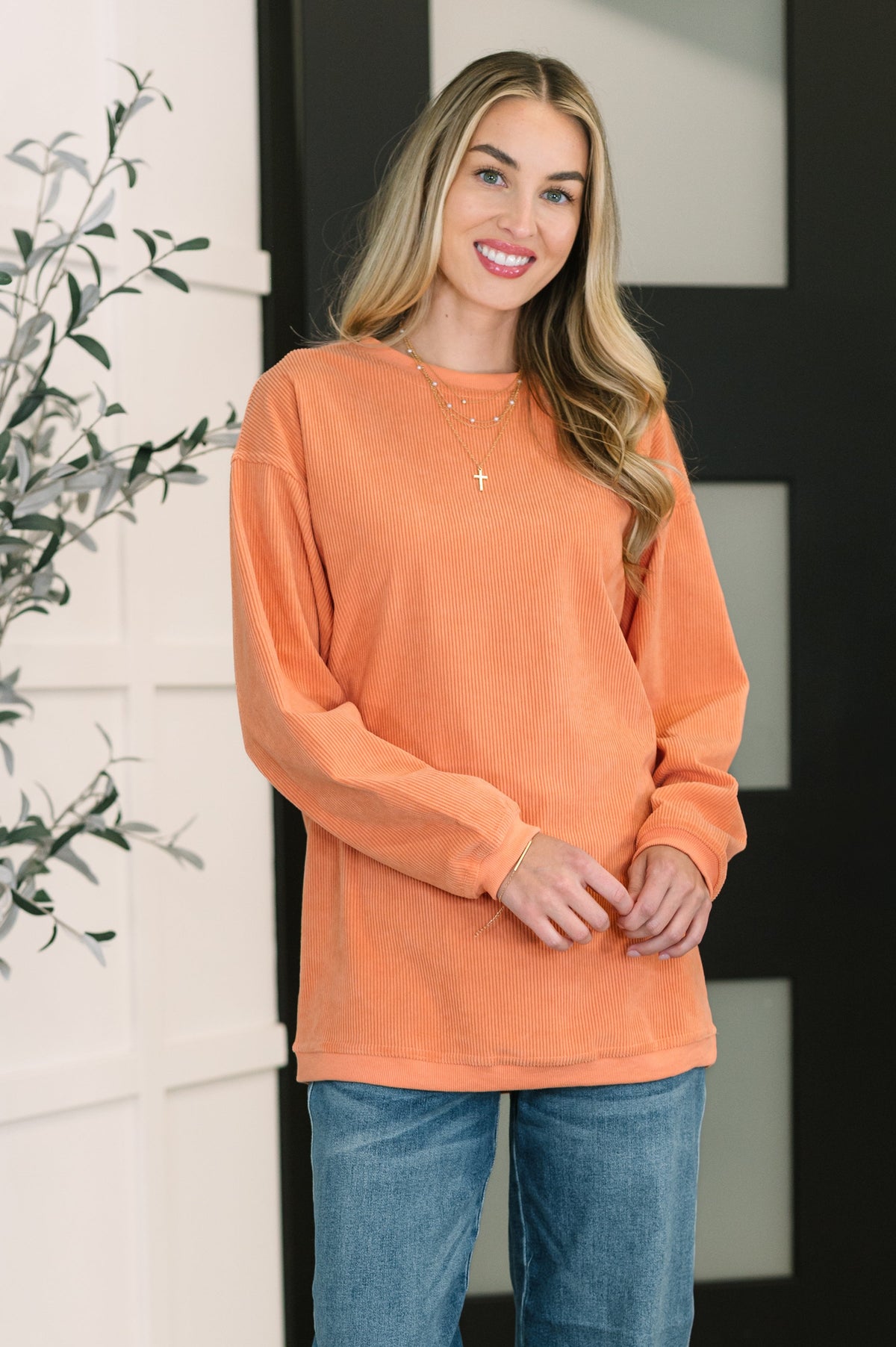 Taking A Drive Oversized Corded Sweatshirt - Charming Charlie
