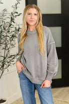 Talk Cozy to Me Stepped Hem Pullover in  Sleet - Charming Charlie