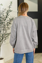 Talk Cozy to Me Stepped Hem Pullover in  Sleet - Charming Charlie
