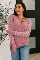 Talk to Me Long Sleeve Henley in Vintage Marsala - Charming Charlie