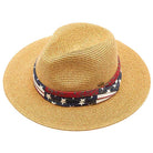 C.C Fedora With American Flag Printed Band Trim - Tan - Sun Hats