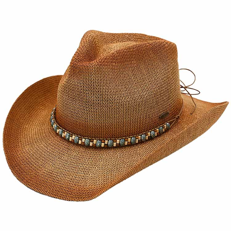 Tan C.C Turquoise Metal Charm Bead Cowboy Hat, keep your styles on even when you are relaxing at the pool or playing at the beach. Large, comfortable, and perfect for keeping the sun off of your face, neck, and shoulders. Perfect summer, beach accessory. Ideal for travelers who are on vacation or just spending some time in the great outdoors.