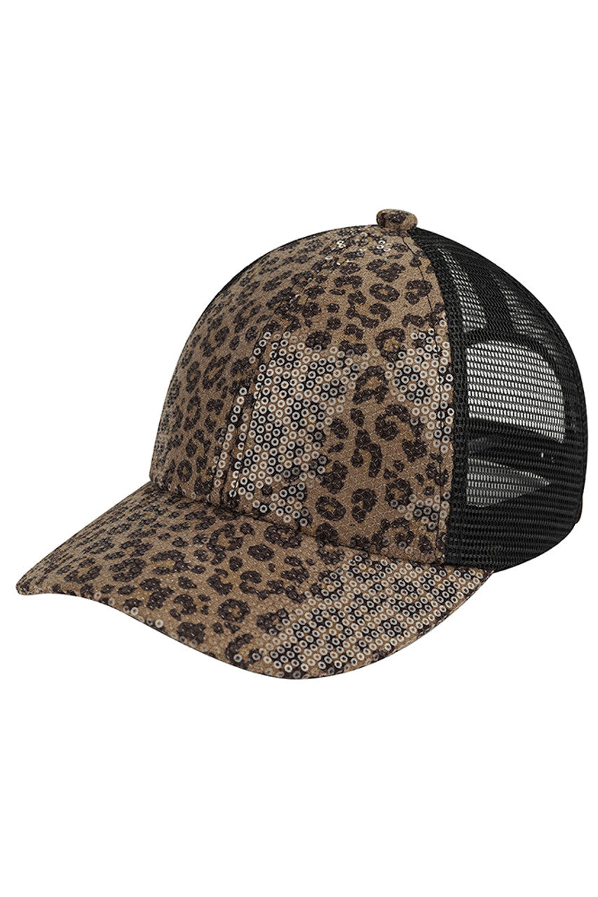 Taupe C.C Clear Sequin Leopard Baseball Cap is a stylish and trendy accessory for anyone looking to elevate their outfit. The clear sequins add a touch of glamour while the leopard print adds a bold and playful element. Made with high-quality materials, this cap is both fashionable and durable. Perfect for any occasion, this cap is sure to turn heads and make a statement.