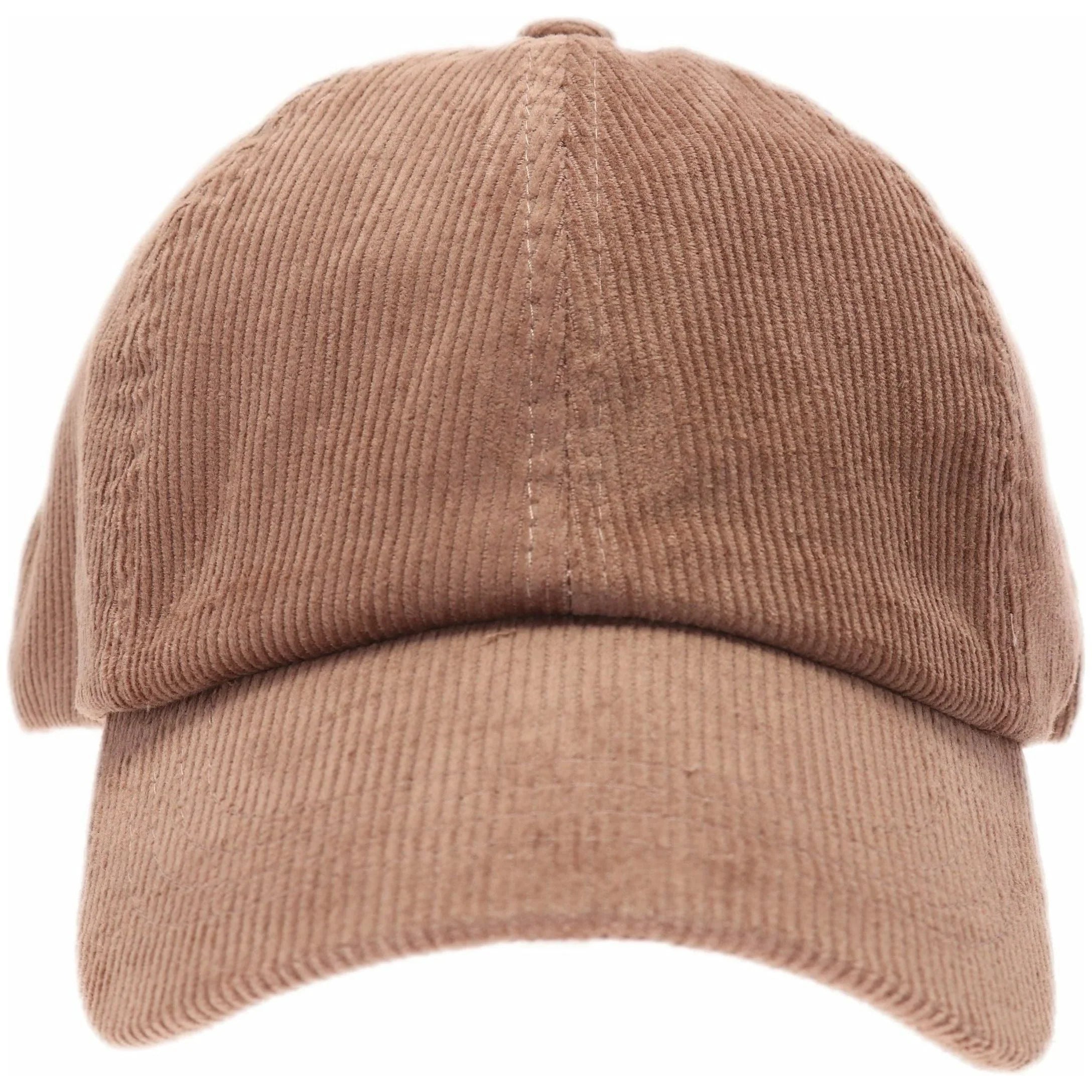 Taupe CORDUROY CRISS CROSS PONY CAP combines comfort and style with its soft corduroy material and unique criss cross design. Keep your hair in place and add a touch of sophistication to any outfit. A must-have accessory for any fashion-forward individual.