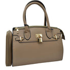 Taupe  Elegant 2 In 1 Women's Medium Top Handle Satchel Totes Handbag with Wallet, 2 in 1 satchel handbag with matching wallet, is perfect to accompany you to work or go shopping. With this top handle, you can wear the bag elegantly on the shoulder. The large main compartment gives a lot of storage space, so you can place all purchases but also valuables and documents in it. The fashionable pattern of the shoulder bag also go well with chic business looks as well as casual everyday styling.
