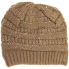 Taupe Sequin CC Beanies combine stylish sparkle with reliable warmth, making them perfect for chilly days. Crafted with soft, cozy materials, these beanies provide comfortable wear while the sequined exterior adds a touch of sophisticated shine. Ideal for those seeking both function and fashion, they effortlessly elevate any cold-weather outfit. 