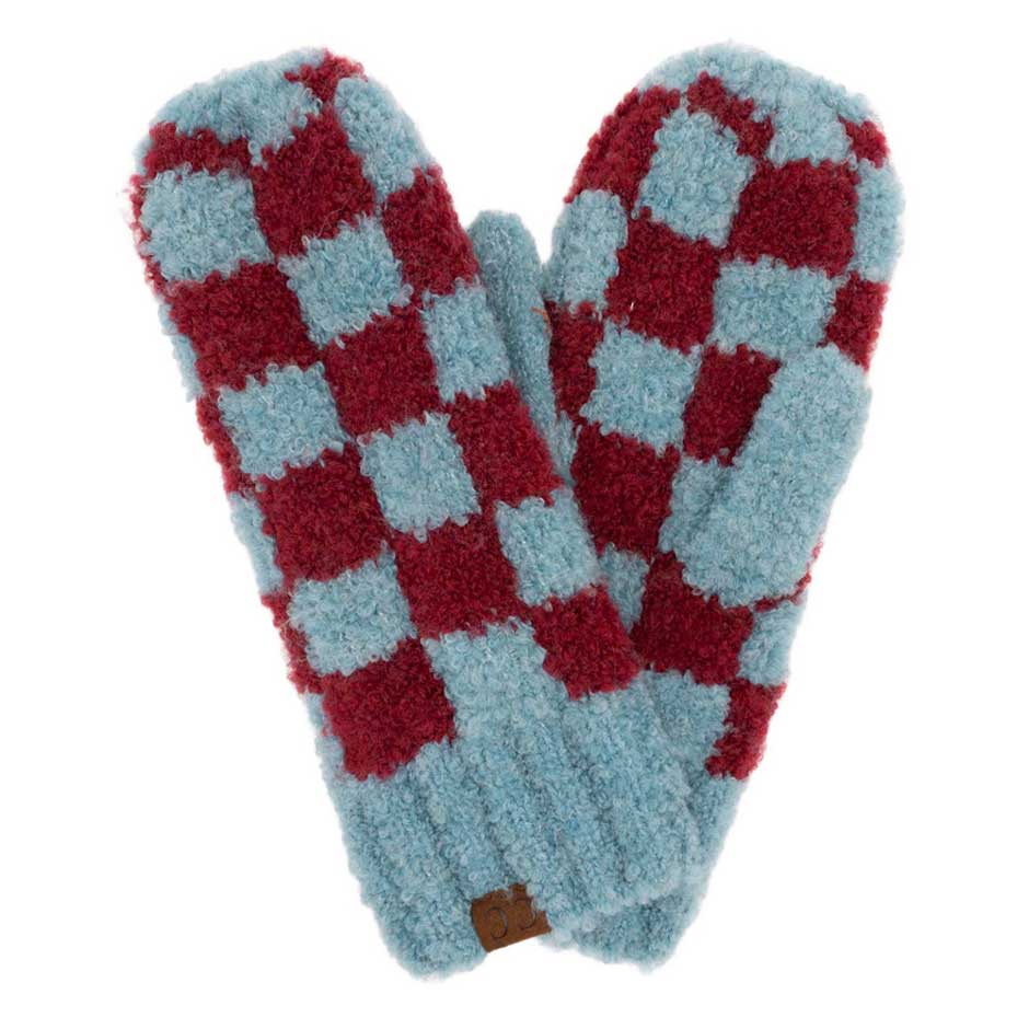 C.C Checkered Pattern Boucle Mittens - Charming Charlie
