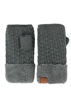 Teal Grey C.C Smocking Stitch Pattern Fingerless Gloves. Comfortable, soft brushed poly stretch knit, finished with a hint of stretch for comfort and flexibility. Wear as fingerless gloves or cover up as mitten, either way you will love these glitters in soft neutral colors. Perfect Gift Birthday, Christmas, Stocking Stuffer, Secret Santa, Holiday, Anniversary, Valentine's Day, Loved One.
