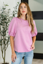 Textured Balloon Sleeve Blouse in Pink - Charming Charlie