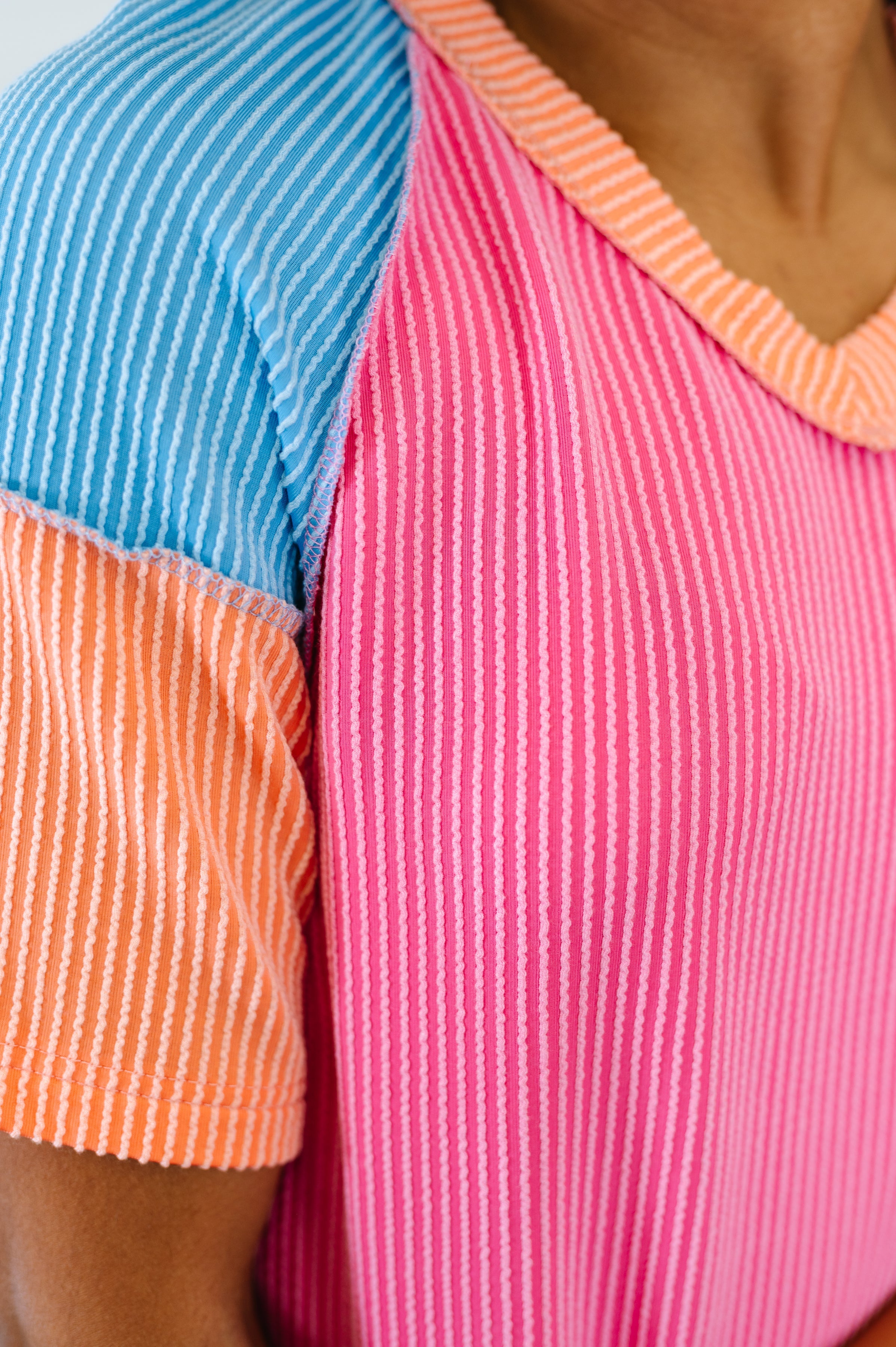 Textured Tones Color Block Top - Charming Charlie