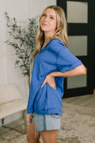 Thanks To You Relaxed Tee in Royal Blue - Charming Charlie