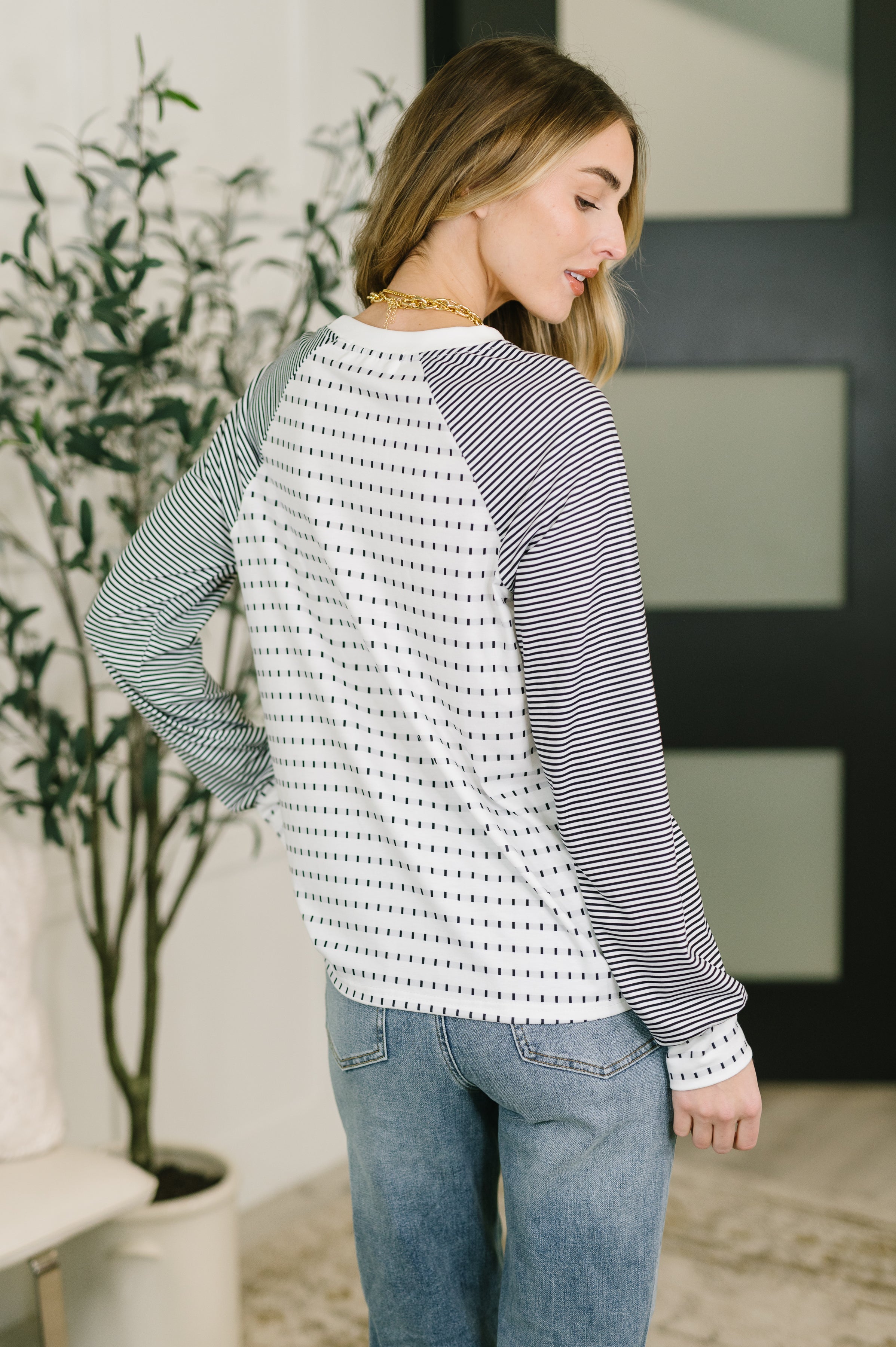 That's What I Like Raglan Patchwork Long Sleeve Top - Charming Charlie