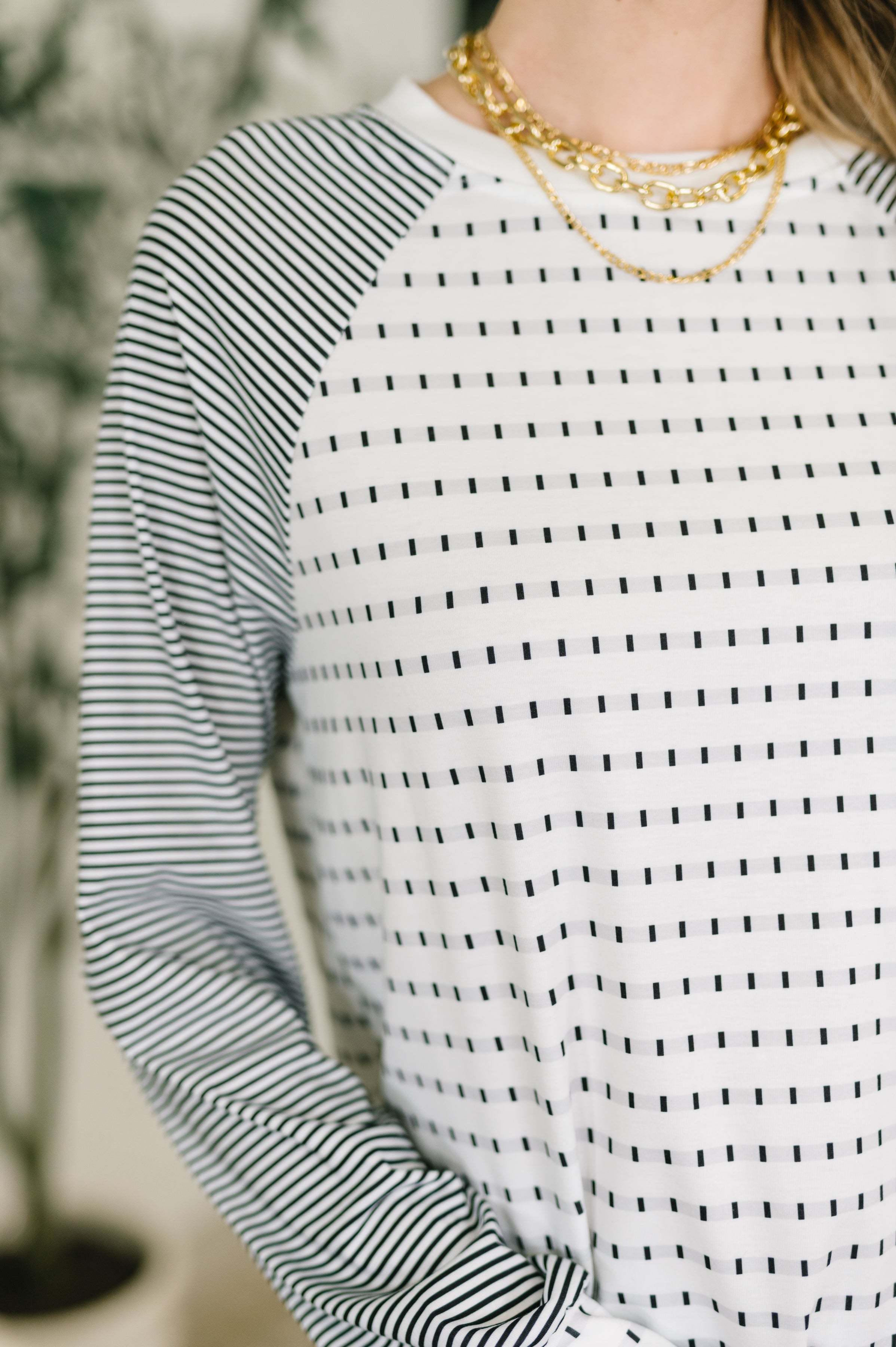 That's What I Like Raglan Patchwork Long Sleeve Top - Charming Charlie
