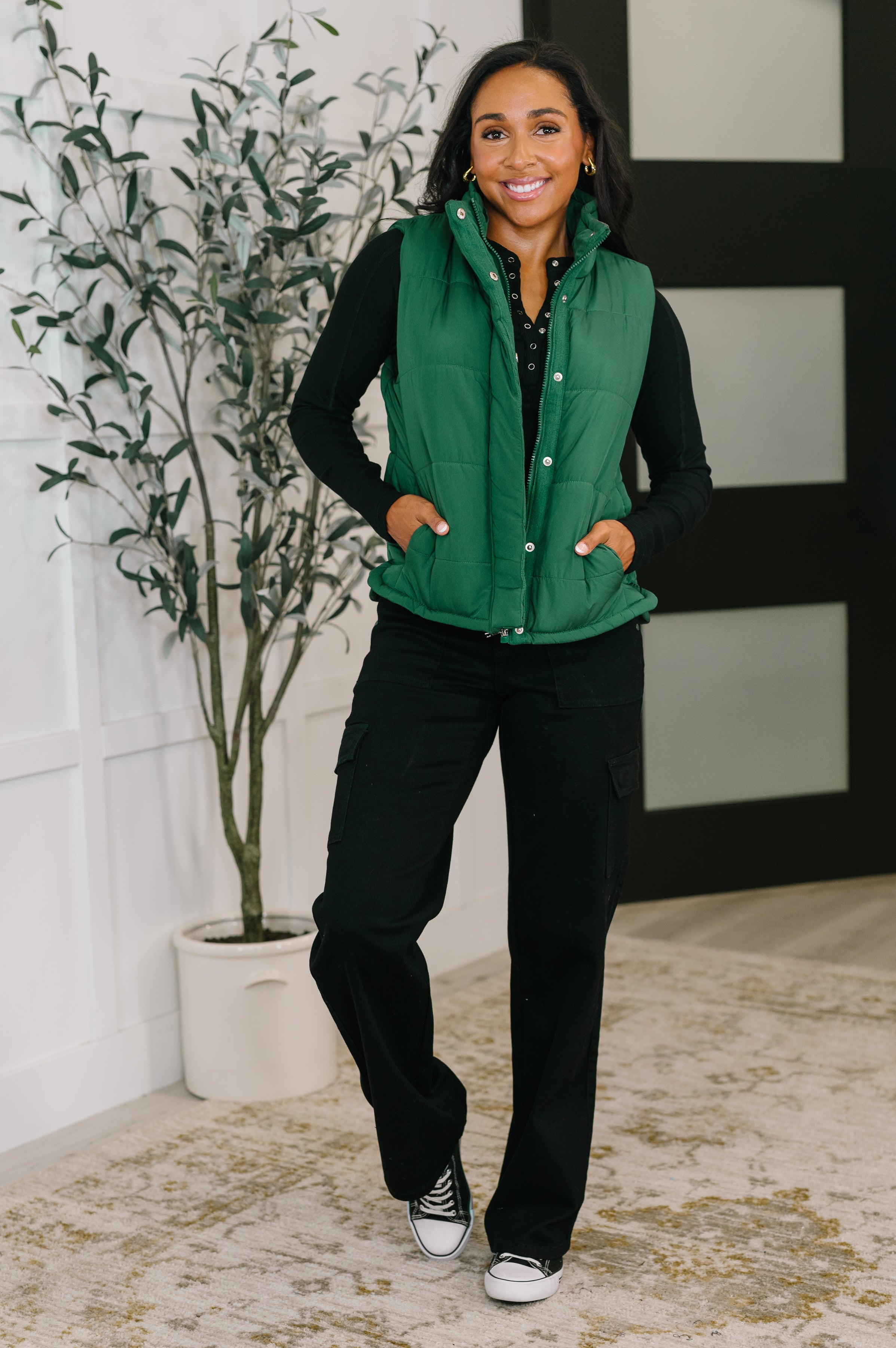 That's What I'm Talkin' About Puffer Vest in Hunter Green - Charming Charlie